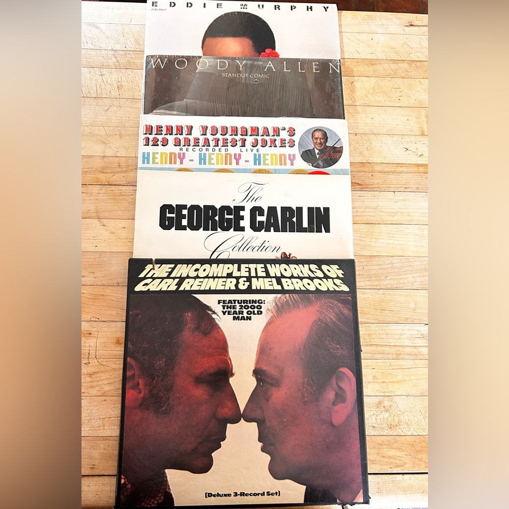 Bundle of FIVE classic comedy collection LPs.